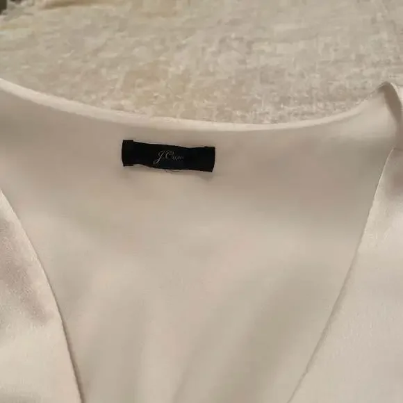 J. Crew Satin Long Sleeve Peplum Blouse Sz6 Ivory Old Money Lux - Picture 5 of 8